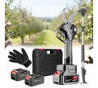 CUTANGELAR Potatori Elettrici Potenziati Capacità 3 Pollici, Cesoie Elettriche con Motore Spazzole e Display LCD, Asta Allungabile 2.2m per Giardinaggio Frutteto Vigneto Taglio Rami(With pole)