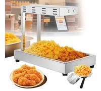 CUTANGELAR Scaldapatate professionale multiuso da 1000 W - Armadio scaldapatate illuminato in acciaio inox per patatine fritte, anelli di cipolla e pollo fritto (795 × 445 × 210 mm)