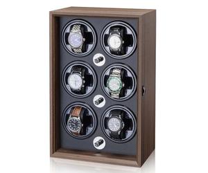 CUTANGELAR Tecnologia Carica Orologi Automatica, Custodia Porta Orologi, Luce LED Integrata, Cuscini Regolabili Per Orologi, Design Compatto E Prestazioni Silenziose, Adatta Per Casa(A,6-Position)