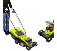 CUTANGELAR Tosaerba elettrico a batteria semovente da 40 V - Lama in acciaio da 33 cm, 3400 giri/min, 3 impostazioni di altezza, perfetto per terreni in pendenza e grandi aree residenziali(Battery*2)