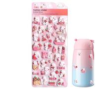 Cute 3D Relief Rabbit & Heart Stickers - Mini Bunny Decal | Mini 3D Embossed Rabbit & Heart Sticker Sheet (9.1" x 3.9", Paper & Cotton). Random Pattern for Valentine's & Crafting.
