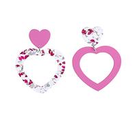 Cute Acrilic Love Heart Orecchini penzolanti San Valentino Giorno Pink Shiny Hearts Dangle Orecchini per le donne Mom Gioielli Regali regalo A