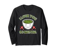 Cute & Adorable I Love You So Matcha Food Pun Maglia a Manica