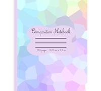 Cute Aesthetic Composition notebook, Cotton Candy colored, for all ages 9.25 in x 7.5 in, 110 pages, wide ruled, writing, journaling, notes, school, home, work