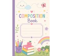 Cute Aesthetic Composition Notebook: Wide Ruled 192 Pages, 6x9 Inches, Kawaii Back to School Journal for Kids, Girls, and Students (Cute Pastel School Supplies)