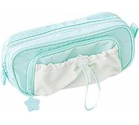 Cute Aesthetic Pouch Holder Drawstring Pen Case, Rosy Posy Pencil Case, Counting Stars Pencilcase Big, Large Capacities Soft Drawstring Multi-Pocket Design (Green)