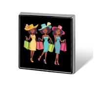 Cute African Am-erican Women Brooch Pins for Women Men Square Collar Lapel Pins Coat Jacket Accessories