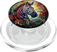 Cute African Zebra Patch Colorate Animali Selvatici Amante Donne PopSockets PopGrip per MagSafe