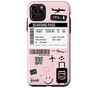Cute Airplane Boarding Travel Pass Happy Doodle Blush Pink Custodia per iPhone 11 Pro Max