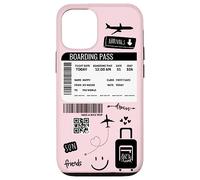 Cute Airplane Boarding Travel Pass Happy Doodle Blush Pink Custodia per iPhone 12/12 Pro
