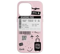 Cute Airplane Boarding Travel Pass Happy Doodle Blush Pink Custodia per iPhone 14 Pro Max