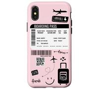 Cute Airplane Boarding Travel Pass Happy Doodle Blush Pink Custodia per iPhone X/XS