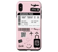 Cute Airplane Boarding Travel Pass Happy Doodle Blush Pink Custodia per iPhone XS Max