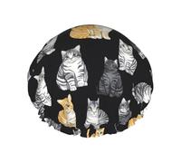 Cute American Shorthair Cats Black Cuffia Da Doccia Per Donna Comodo Cuffia Doccia Per Capelli Antiscivolo Cuffie Capelli Per Casa Spa Salone