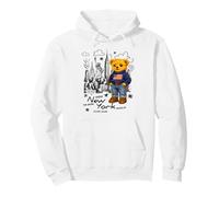 Cute American Teddy Bear Sketch Drawing, New York Teddy Bear Felpa con Cappuccio