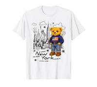 Cute American Teddy Bear Sketch Drawing, New York Teddy Bear Maglietta