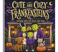 CUTE AND COZY FRANKENSTEINS: Coloring Book for Adults and Teens Featuring Adorable Frankenstein Family Scenes, Cute Spooky Moments, Cozy Halloween Fun, and Friendly Monster Pets