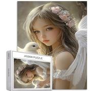 Cute Angel Art - Puzzle da 1000 pezzi per adulti con ali bianche sacre, puzzle artistici colorati fai da te per la decorazione della casa, regali per la famiglia, puzzle perfetto per serate di gioco,