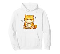 Cute Angry Cat Drinking Coffee Orange Cat Morning Mood Meme Felpa con Cappuccio