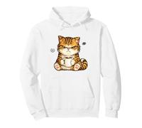 Cute Angry Cat Drinking Coffee Tabby Cat Morning Mood Meme Felpa con Cappuccio