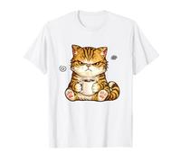 Cute Angry Cat Drinking Coffee Tabby Cat Morning Mood Meme Maglietta