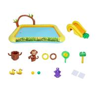 Cute Animal Inflatable Fun Pad with Slides Inflatable Kids Pool Splash Tub
