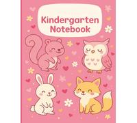 Cute Animal Kindergarten Composition Notebook for Girls -100 page 1" Rule Primary Writing Paper with Drawing Space - Blue Top Line, Red Bottom Line - ... Notebook, Perfect for Learning Handwriting
