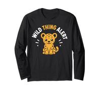 Cute Animal Leopard Quote Funny Wild Thing Alert Maglia a Manica
