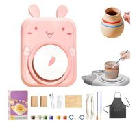 Cute Animal Pottery Wheel Set for Kids, Complete Pottery Painting Kit Arts and Crafts, DIY Mini Potteries Studio, for Girls Boy Kids Toy, Birthday Halloween (2*Clay,C)