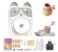 Cute Animal Pottery Wheel Set for Kids, Complete Pottery Painting Kit Arts and Crafts, DIY Mini Potteries Studio, for Girls Boy Kids Toy, Birthday Halloween (6*Clay,B)