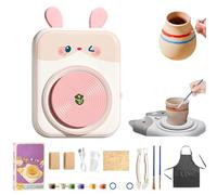 Cute Animal Pottery Wheel Set for Kids, Complete Pottery Painting Kit Arts and Crafts, DIY Mini Potteries Studio, for Girls Boy Kids Toy, Birthday Halloween (2*Clay,D)