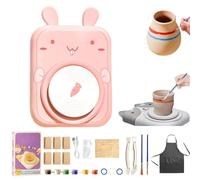 Cute Animal Pottery Wheel Set for Kids, Complete Pottery Painting Kit Arts and Crafts, DIY Mini Potteries Studio, for Girls Boy Kids Toy, Birthday Halloween (6*Clay,C)