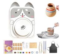 Cute Animal Pottery Wheel Set for Kids, Complete Pottery Painting Kit Arts and Crafts, DIY Mini Potteries Studio, for Girls Boy Kids Toy, Birthday Halloween (8*Clay,B)