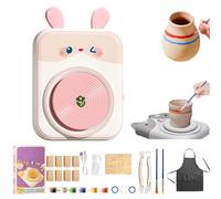 Cute Animal Pottery Wheel Set for Kids, Complete Pottery Painting Kit Arts and Crafts, DIY Mini Potteries Studio, for Girls Boy Kids Toy, Birthday Halloween (8*Clay,D)