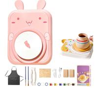 Cute Animal Pottery Wheel Set for Kids, Electric Pottery Wheel Set for Kids, Arts and Crafts for Girls Boy Toy Birthday Halloween (Rabbit,4 Clay)