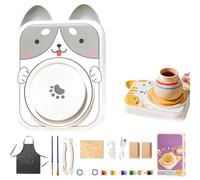 Cute Animal Pottery Wheel Set for Kids, Electric Pottery Wheel Set for Kids, Arts and Crafts for Girls Boy Toy Birthday Halloween (Dog,2 Clay)