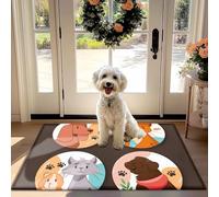 Cute Animal Print Non-Slip Assorbente zerbino con Cartoon Animali e Stampe Zampa per la Porta d'ingresso, Disimpegno e Cucina - Animali domestici a Casa Tappeto