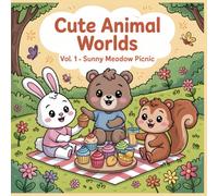 Cute Animal Worlds - Sunny Meadow Picnic: Every Day Can Be a Picnic Day! - A Joyful Spring Coloring Book for Kids Ages 4-8