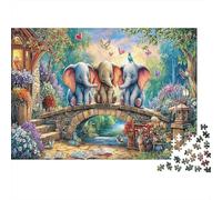 Cute Animals 1000 Pezzo Puzzle Riciclabile Baby Elephants Puzzles per Persone Anziane Tempo di Gioco in Famiglia Props Relieve Senile Dementia Great Regalo 52x38cm/1000pcs