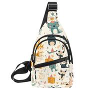 Cute Animals (12) Sling Side, Crossbody Zaino, Multicolore 13, 11.8x7x1.5in/30x18x4cm