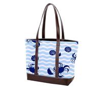 Cute Animals-1204 - Borsa tote in pelle resistente e tela, da donna, con manico superiore, multicolore, 33,8 x 12 x 31 cm