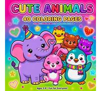 Cute Animals Coloring Book for Kids: 10 Adorable Animals - Easy & Fun Coloring Pages for Ages 3-8