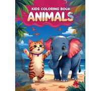Cute Animals Coloring Book for Kids: Big Animal Pictures with Names for Early Learners