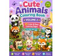 Cute Animals Coloring Book: Volume 2: 25 Cute and Easy Coloring Pages for Kids Ages 4-8