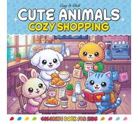 Cute Animals, Cozy Shopping: 36 Easy and Bold Coloring Book for Kids