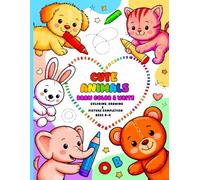 Cute Animals Draw, Color & Write: Cute Animal Drawing and Coloring Book with Color by Number, Complete the Picture, Trace and Color, Draw and Write Ages 4-8