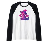 Cute Anime Baby Dragon Witch Kawaii Bisexual Pride Colors Maglia con Maniche Raglan