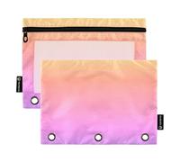 Cute Art - Raccoglitore a 3 anelli con cerniera, per matite e matite, con tasche trasparenti, 24,9 x 18 cm, confezione da 2