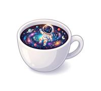 Cute Astronaut Coffee Cup Journal: Galaxy Space Aesthetic Notebook: Cosmic Galaxy and Planet Universe Design | Blank Lined Pages for School, College, ... Book for Kids, Teens and Space Lovers