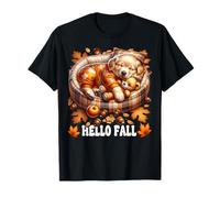 Cute Autumn Golden Retriever Decor for Dog Lover Hello Fall Maglietta
